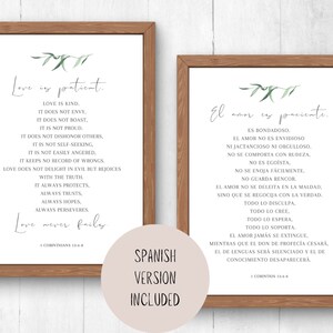 1 Corinthians13 Love is Patient Love is Kind Simple Marriage Bible Verse Art, Scripture Art, Spanish Bible Wall Art Christian Home Wall Art