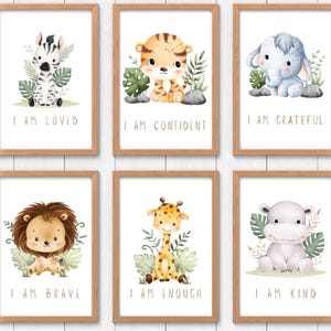 Waldtiere positive Affirmationen Poster für Kinder Jungen Zimmer Wand Kunst Dekor | Boho Spielzimmer Waldtier Affirmationen Dekor
