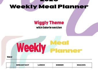 Wekelijkse maaltijdplanner (Wiggly-thema met calorietracker)