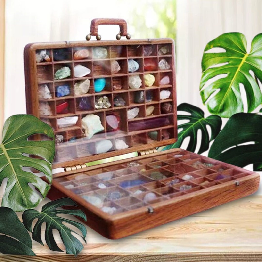 Wooden Crystal Display Case Durable Stone Organizer Box Etsy UK