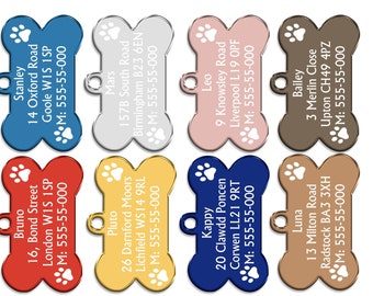 Quality Personalised Bone Dog / Cat Tag Pet ID Tags Personalised Personalised Collar Pet Id Tag, Dog Identification Tags, Dog Tags