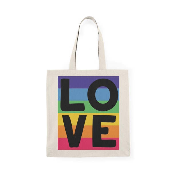 Natural Fiber Tote Bag Pride celebrate love LGBTA+ Love tote bag Rainbow tote bag Love is Love Rainbow Bag tote rainbow Love