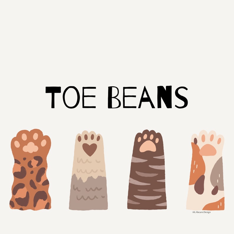 Toe Beans Digital Art Print. Cat Paws Printable Art. Etsy
