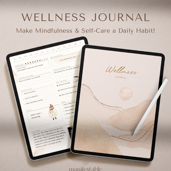 Wellness Journal | Digital Journal | Mindfulness Journal | Meal Planner | Fitness Tracker | Mental Health | Self Care | GoodNotes Journal