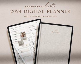 Planificador Digital / Planificador 2024 / Planificador iPad / Planificador GoodNotes / Planificador Minimalista / Planificador Semanal / Planificador Diario / Planificador Mensual