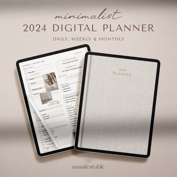 Planificador Digital / Planificador 2024 / Planificador iPad / Planificador GoodNotes / Planificador Minimalista / Planificador Semanal / Planificador Diario / Planificador Mensual