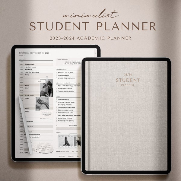 Digitaler Planer | Studenten-Plan | iPad Planer | GoodNotes Planer | Akademischer Kalender 2023-2024 | College-Planer | Tagesplaner iPad