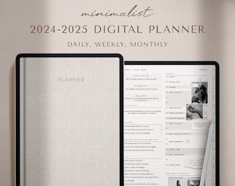 Digital Planner, Daily Planner, Weekly Planner, Monthly Planner, GoodNotes Planner, 2024 Planner, 2024 2025 Planner, Minimalist iPad Planner