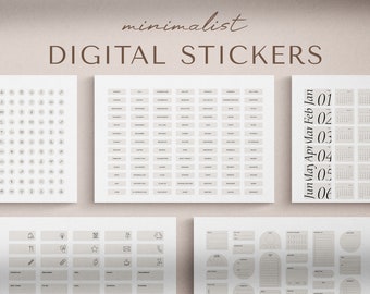 Stickers numériques | Stickers minimalistes | Stickers esthétiques | Stickers pour agenda | Autocollants GoodNotes | Stickers pour journaux | Autocollants mignons | PNG