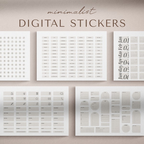 Digital Stickers | Minimalist Stickers | Aesthetic Stickers | Planner Stickers | GoodNotes Stickers | Journal Stickers | Cute Stickers | PNG