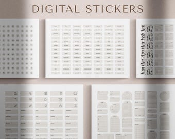 Digital Stickers, Goodnotes Stickers, Digital Planner Stickers, Aesthetic Stickers, Minimalist Planner Stickers, Journal Journaling Stickers