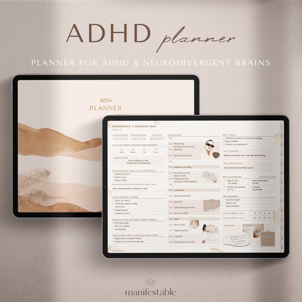 ADHD Planner | 2024 Digital Planner | ADHD Digital Planner | GoodNotes Planner | iPad Planner | Daily Planner | Weekly Planner 2024 Planner