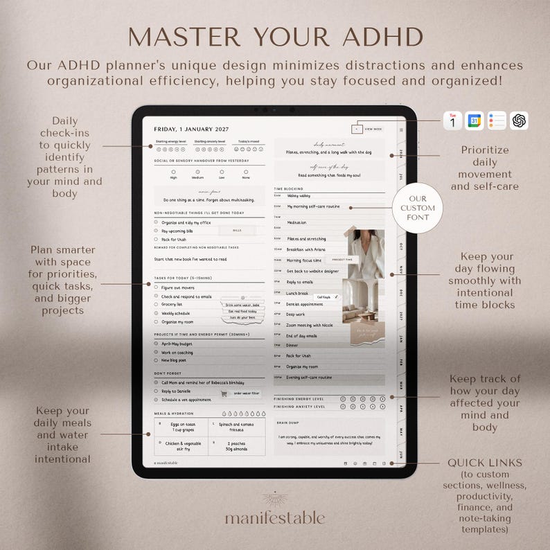 ADHD Digital Planner, 2026 2027 ADHD Planner, GoodNotes ADHD Planner, iPad ADHD Planner, Notability ADHD Planner, Daily ADHD Planner, Weekly ADHD Planner, Monthly ADHD Planner, Student ADHD Planner, Academic ADHD Planner, Productivity ADHD Planner, Neurodivergent Planner, Executive Function Planner, Focus Planner, Time Management Planner, Routine Planner, Habit Tracker Planner, Digital ADHD Journal, Digital Organizer, Notability Planner, Printable ADHD Planner, Dated ADHD Planner, 2026-2027