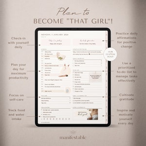 THAT GIRL Planner 2024 Digital Planner GoodNotes Planner Self Care Planner Fitness Planner Daily Planner Weekly Planner image 3