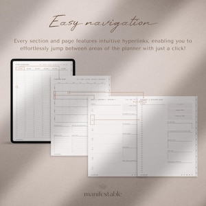 2026 digital planner for iPad, GoodNotes, and Notability with a clean minimalist layout. Includes hyperlinked yearly, monthly, weekly, and daily pages for productivity, planning, scheduling, time management, routines, and organization. Features habit tracker, goals, vision, wellness, finance templates, and notes. Ideal as a 2026 planner, daily planner, weekly planner, monthly planner, ADHD planner, productivity planner, and GoodNotes template.