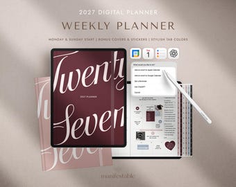 2027 Digital Planner for Goodnotes & iPad, Minimalist Weekly and Monthly Life Planner, Hyperlinked