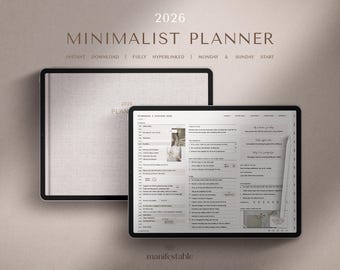2026 Digital Planner, Minimalist 2026 Planner, Goodnotes Planner, iPad Planner, Daily Weekly Monthly, Productivity, Hyperlinked, Notability