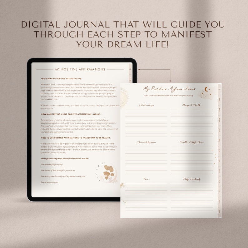 Manifestation Journal, Law of Attraction, Manifest, Digital Journal, Positive Affirmations, Manifest Journal, Manifesting Journal, GoodNotes Journal, Gratitude Journal, Notebook, Vision Board, Self Care, Meditation, Daily Journal, Mental Health
