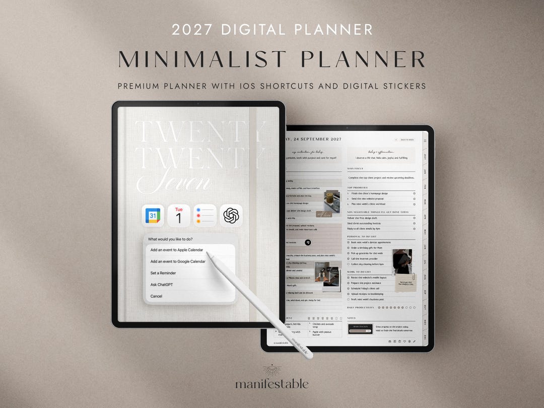 2027 Digital Planner for Goodnotes, iPad | Minimalist Daily, Weekly and ...