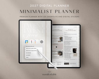 2027 Digital Planner for Goodnotes, iPad | Minimalist Daily, Weekly and Monthly Life Planner for Productivity