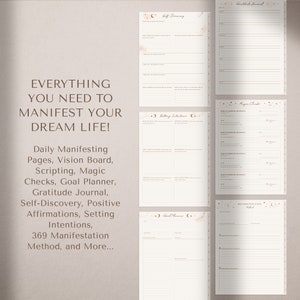 Manifestation Journal, Law of Attraction, Manifest, Digital Journal, Positive Affirmations, Manifest Journal, Manifesting Journal, GoodNotes Journal, Gratitude Journal, Notebook, Vision Board, Self Care, Meditation, Daily Journal, Mental Health