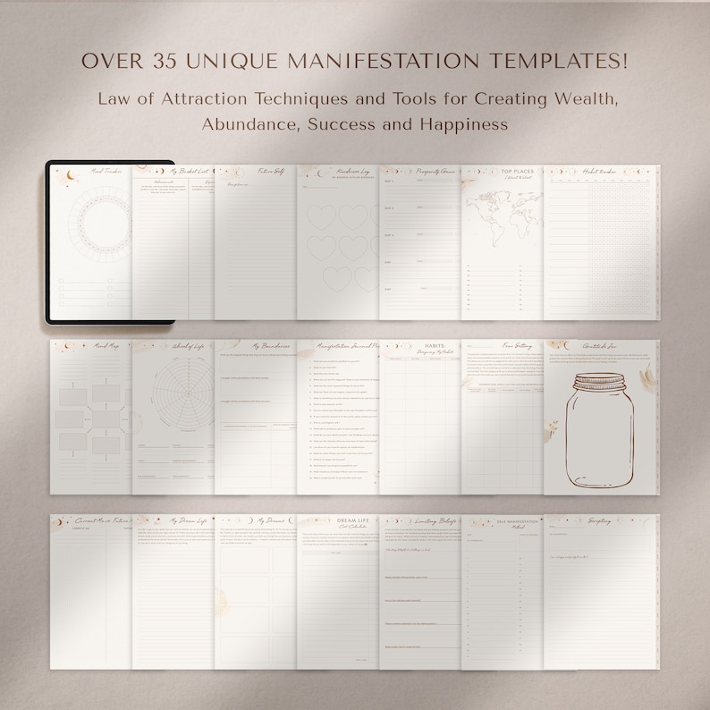 Manifestation Journal, Law of Attraction, Manifest, Digital Journal, Positive Affirmations, Manifest Journal, Manifesting Journal, GoodNotes Journal, Gratitude Journal, Notebook, Vision Board, Self Care, Meditation, Daily Journal, Mental Health