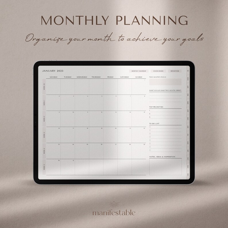2023 Digital Planner Minimalist Ipad Planner Daily Weekly Etsy