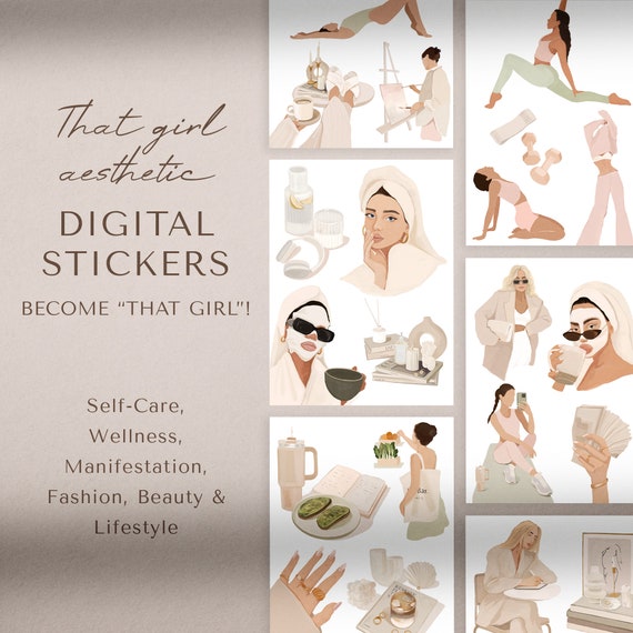 Digital Stickers | THAT GIRL Aesthetic Stickers | Planner Stickers | Goodnotes Stickers | Journal Stickers | iPad Stickers | Png Stickers