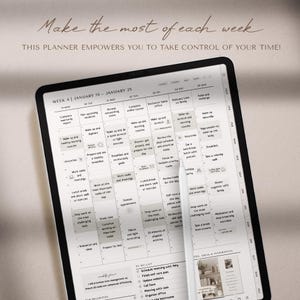 2026 digital planner for iPad, GoodNotes, and Notability with a clean minimalist layout. Includes hyperlinked yearly, monthly, weekly, and daily pages for productivity, planning, scheduling, time management, routines, and organization. Features habit tracker, goals, vision, wellness, finance templates, and notes. Ideal as a 2026 planner, daily planner, weekly planner, monthly planner, ADHD planner, productivity planner, and GoodNotes template.