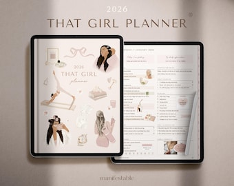 2026 Digital Planner, THAT GIRL Planner, Daily Weekly Monthly, Hyperlinked, iPad, GoodNotes, Aesthetic, Wellness, Self Care, Productivity