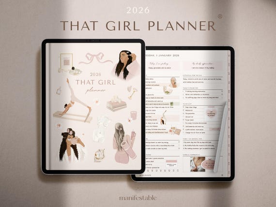 2026 Digital Planner, THAT GIRL Planner, Daily Weekly Monthly, Hyperlinked, iPad, GoodNotes, Aesthetic, Wellness, Self Care, Productivity