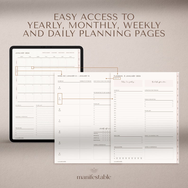 THAT GIRL Planner 2024 Digital Planner GoodNotes Planner Self Care Planner Fitness Planner Daily Planner Weekly Planner image 10
