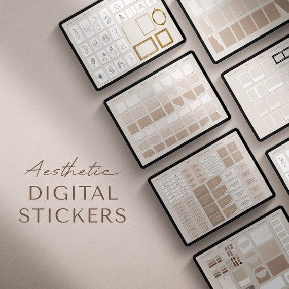 Digital Stickers | Aesthetic Mood Board Digital Stickers for GoodNotes, Notability | Digital Planner Stickers | Pre Cropped iPad Stickers