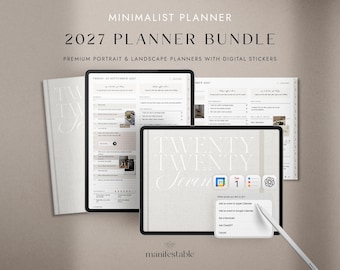 2027 Digital Planner Bundle, 2027 Goodnotes Planner, iPad Planner, Daily, Weekly, Monthly, Minimalist Planner, Digital Journal Notebook
