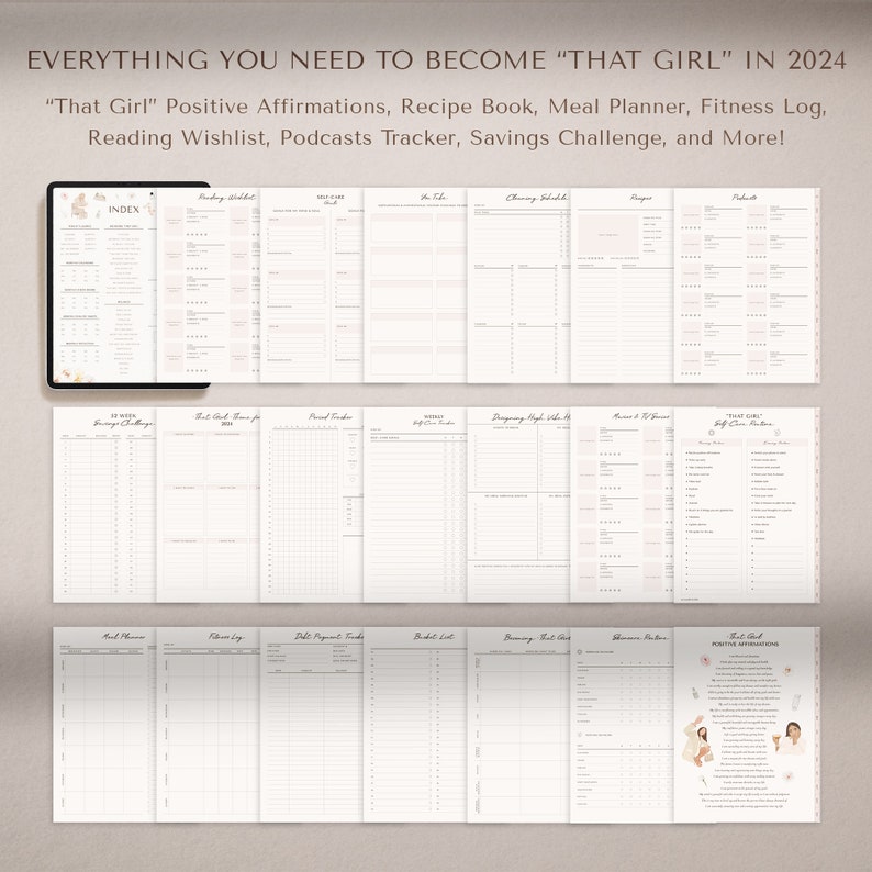THAT GIRL Planner 2024 Digital Planner GoodNotes Planner Self Care Planner Fitness Planner Daily Planner Weekly Planner image 8