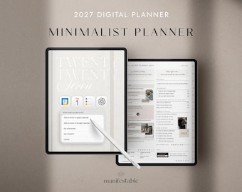 2027 Digital Planner for Goodnotes, iPad | Minimalist Daily, Weekly and Monthly Life Planner for Productivity