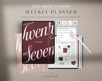 2027 Digital Planner for Goodnotes & iPad, Minimalist Weekly and Monthly Life Planner, Hyperlinked