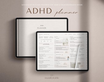 2026 ADHD Planner, 2026 ADHD Digital Planner, Goodnotes Planner, iPad Planner, Daily Weekly Monthly Planner, All in One Hyperlinked Planner