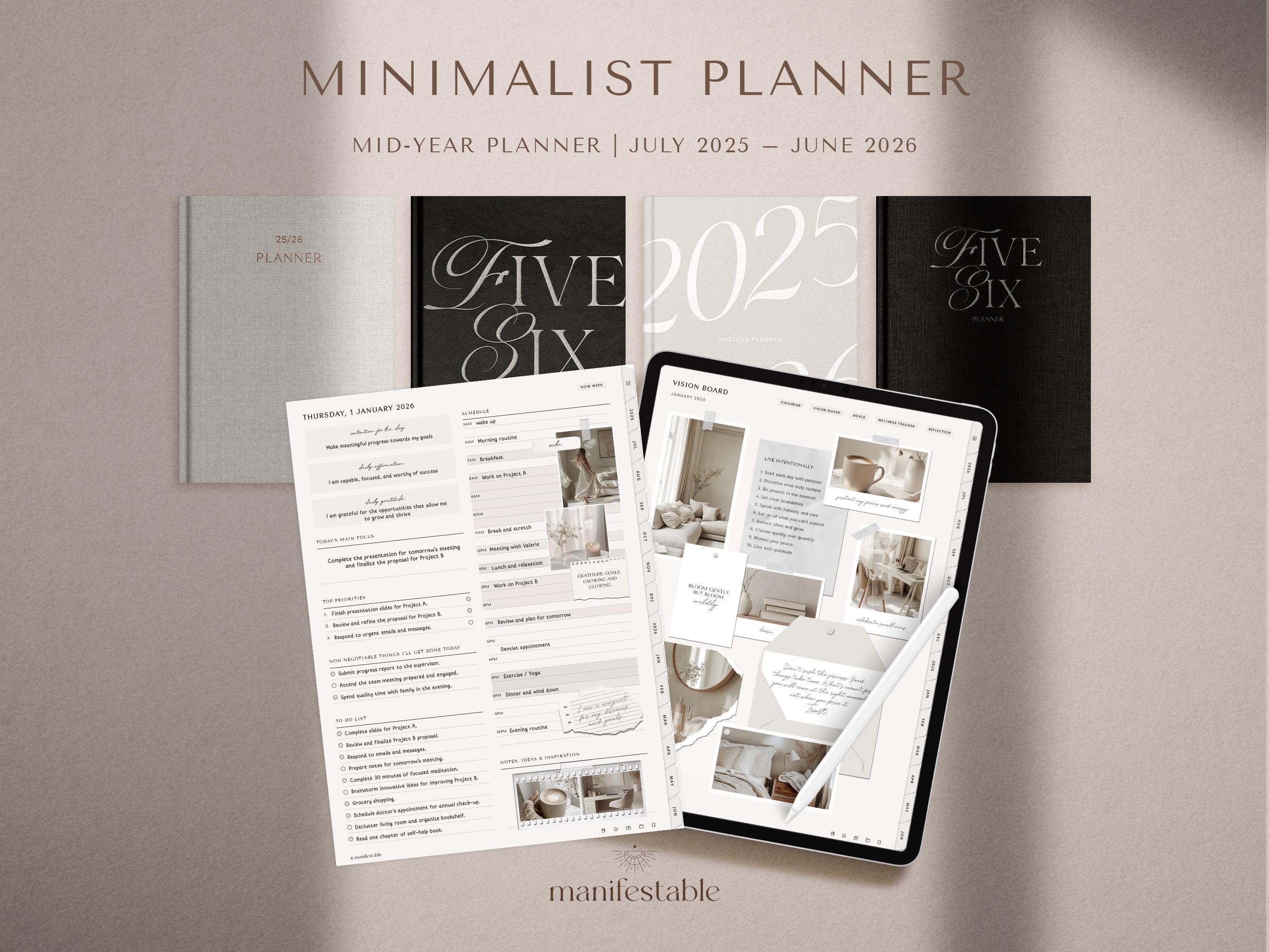 2025 2026 Digital Planner, iPad Planner, Goodnotes Planner, Minimalist Hyperlinked Planner, Daily Weekly Monthly Planner, Notability Planner