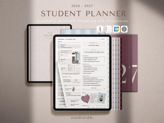 Student Planner, Academic Planner, 2026 2027 Planner, Assignment Tracker, Study Planner, College Planner, Goodnotes Planner, iPad Planner