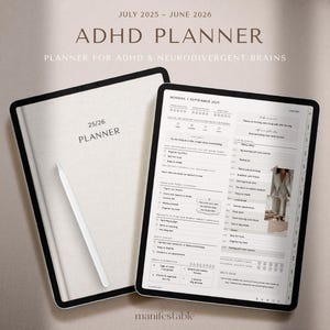 2025 2026 ADHD Planner, ADHD Digital Planner, iPad Planner, Goodnotes Planner, Daily Weekly Monthly Planner, Notability Hyperlinked Planner