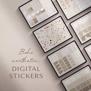 Boho Floral AESTHETIC DIGITAL STICKERS / Pegatinas Scrapbook / Pegatinas Planificador / Pegatinas GoodNotes / Flores / Pegatinas Planificador Digital