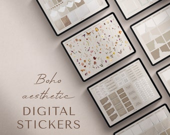 Boho Bloemen ESTHETISCHE DIGITALE STICKERS | Plakboekstickers | Plannerstickers | GoodNotes-stickers | Bloemen | Digitale planner-stickers