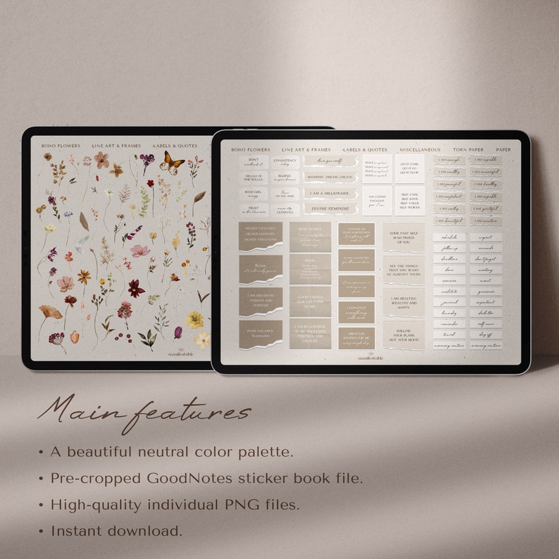 Floral Stickers, Digital Stickers, GoodNotes Stickers, Planner Stickers, iPad Stickers, PNG Stickers, Pre-cropped Stickers, Journal Stickers, Sticker Book, Aesthetic Stickers, Cute Stickers, Functional Stickers, Everyday Stickers, Notability Stickers