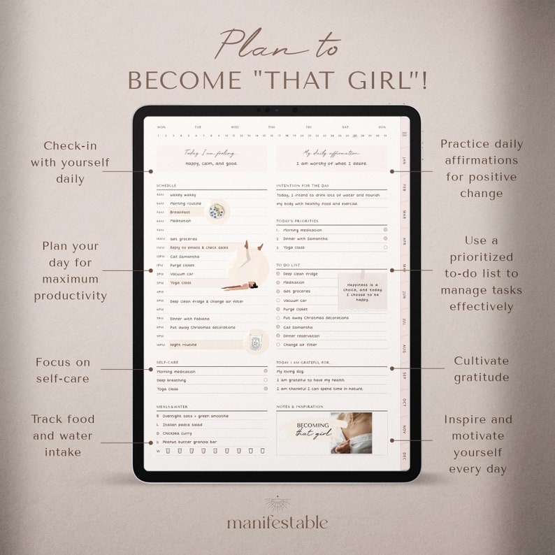 THAT GIRL Planner Digital Planner GoodNotes Planner iPad Planner Self Care Planner Fitness Planner Daily Planner, Weekly Planner zdjęcie 3