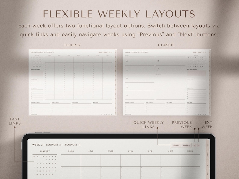 2026 digital planner, weekly planner, monthly planner, daily planner, GoodNotes planner, Notability planner, iPad planner, minimalist digital planner, aesthetic planner, hyperlinked PDF planner, productivity planner, goal planner, wellness planner, landscape layout, Monday start, Sunday start, tablet planner, time-blocking planner, student planner, planner for professionals, open book design, clean modern layout, ADHD planner, digital life planner, digital agenda, all-in-one planner 2026