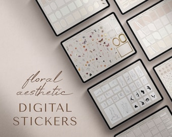 Floral Aesthetic DIGITAL STICKERS | GoodNotes Stickers | Flowers | Planner Stickers | Aesthetic Stickers | Digital Planner Stickers | iPad