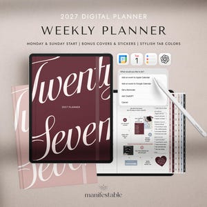 2027 Digital Planner for Goodnotes & iPad, Minimalist Weekly and Monthly Life Planner, Hyperlinked