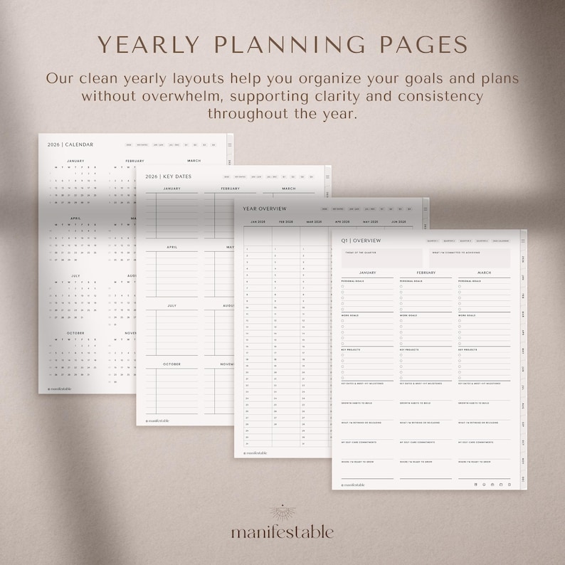 2026 digital planner for iPad, GoodNotes, and Notability with a clean minimalist layout. Includes hyperlinked yearly, monthly, weekly, and daily pages for productivity, planning, scheduling, time management, routines, and organization. Features habit tracker, goals, vision, wellness, finance templates, and notes. Ideal as a 2026 planner, daily planner, weekly planner, monthly planner, ADHD planner, productivity planner, and GoodNotes template.