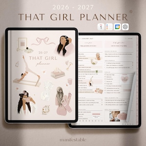 Agenda THAT GIRL, Agenda digital 2026-2027, Agenda estética, Diaria, Semanal, iPad, GoodNotes, Notability, Bienestar, Autocuidado, Productividad